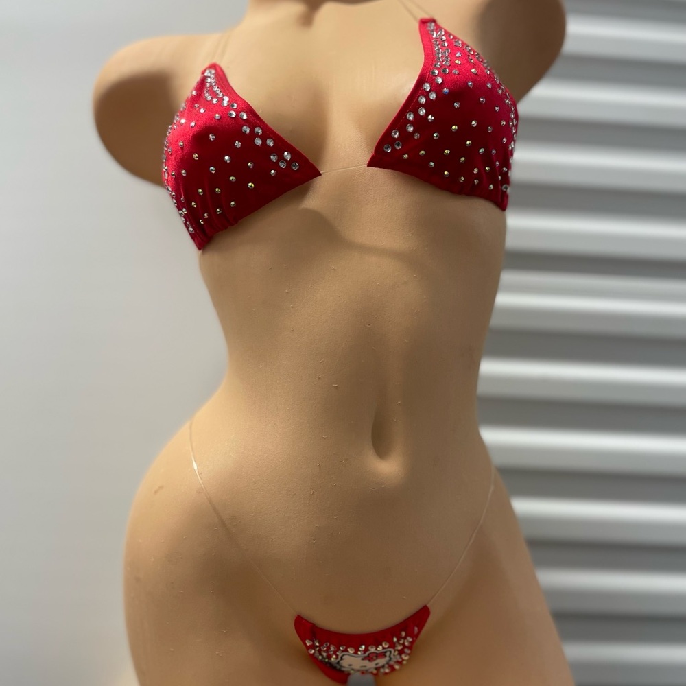 Red Rhinestone Bikini Set - Picture 3 of 11